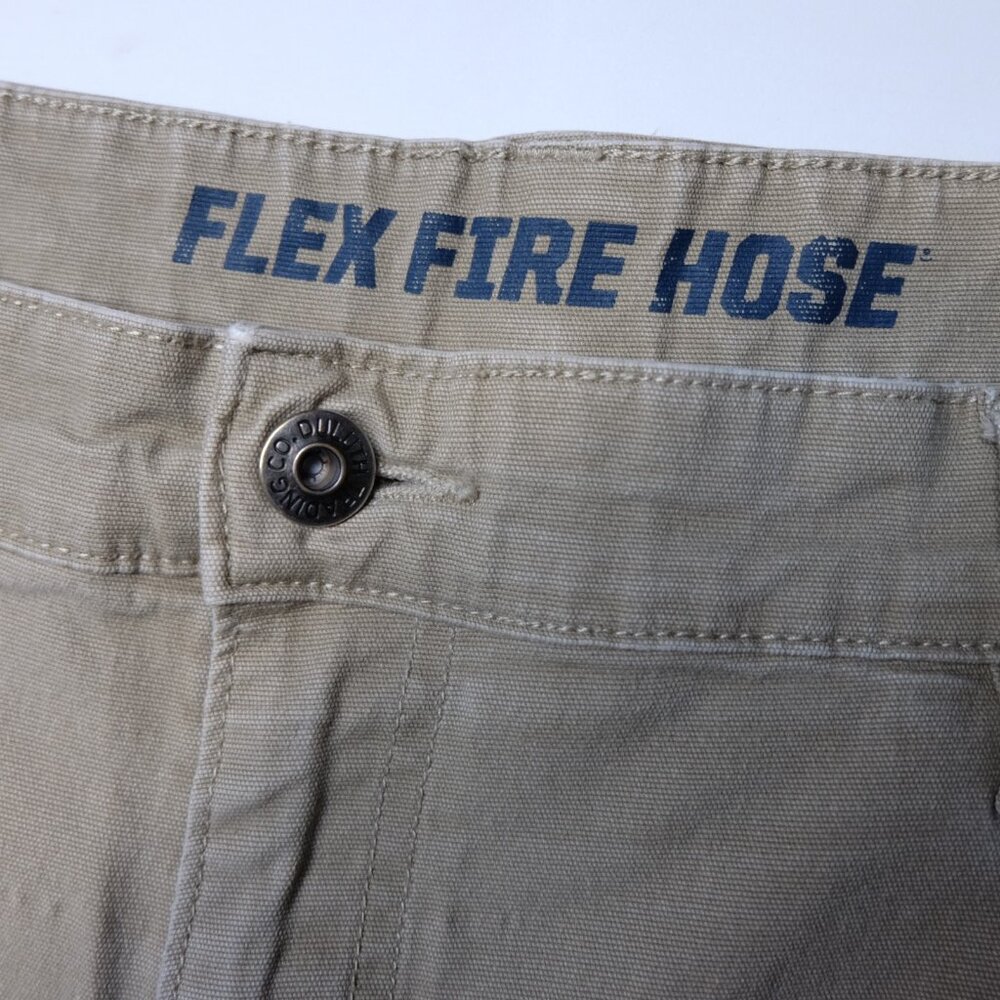 Duluth Trading Flex Fire Hose Pants Men's 42x30 Durable Workwear Dark Beige